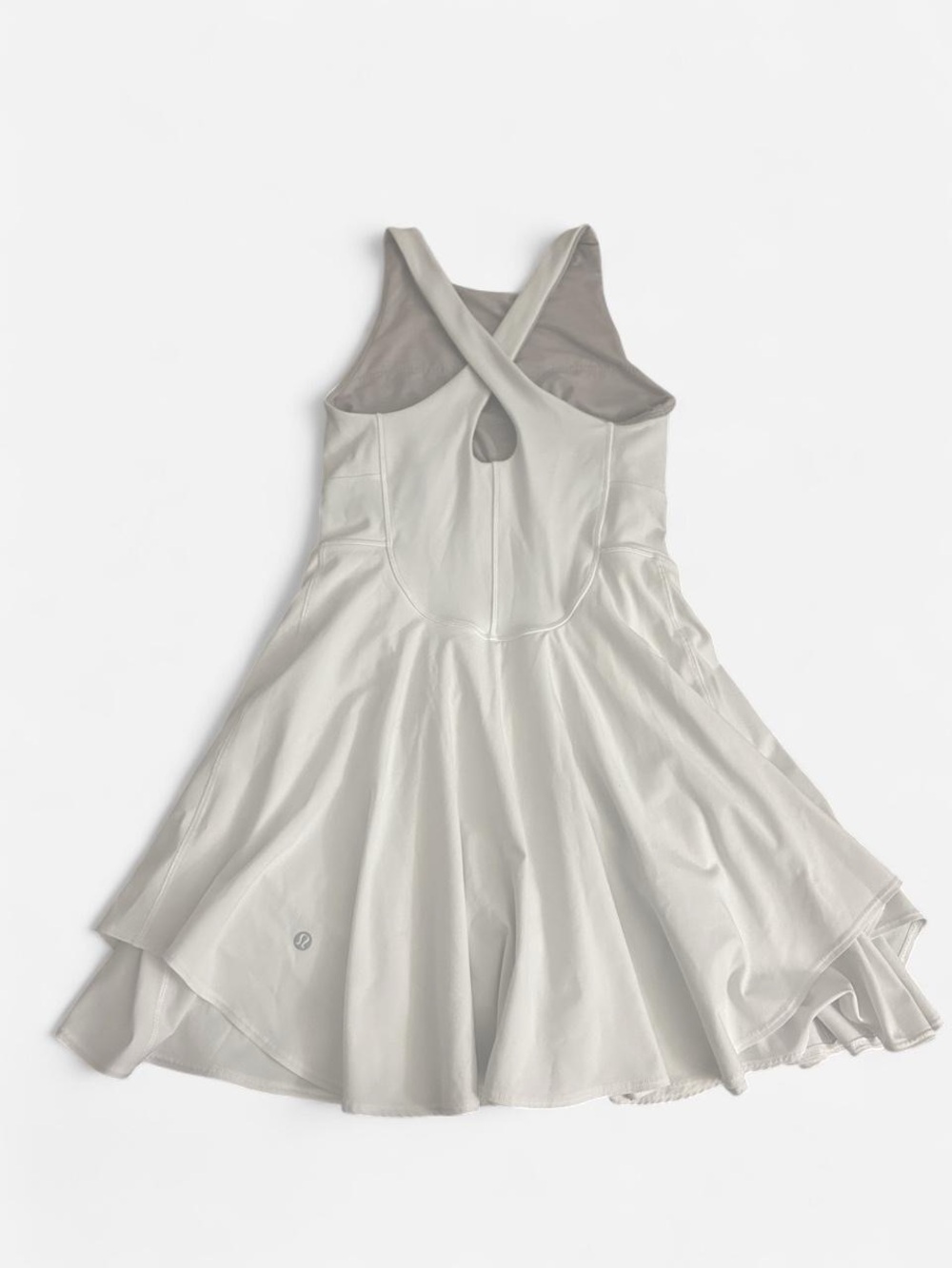 Lululemon White Cross-Back Dress - built in bra + shorts